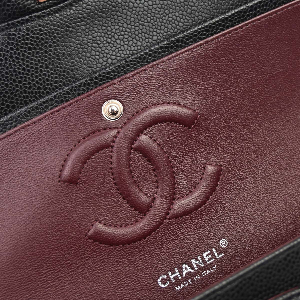 Chanel 2019 Black Caviar Medium Classic Double Flap Shoulder Bag - Image 15