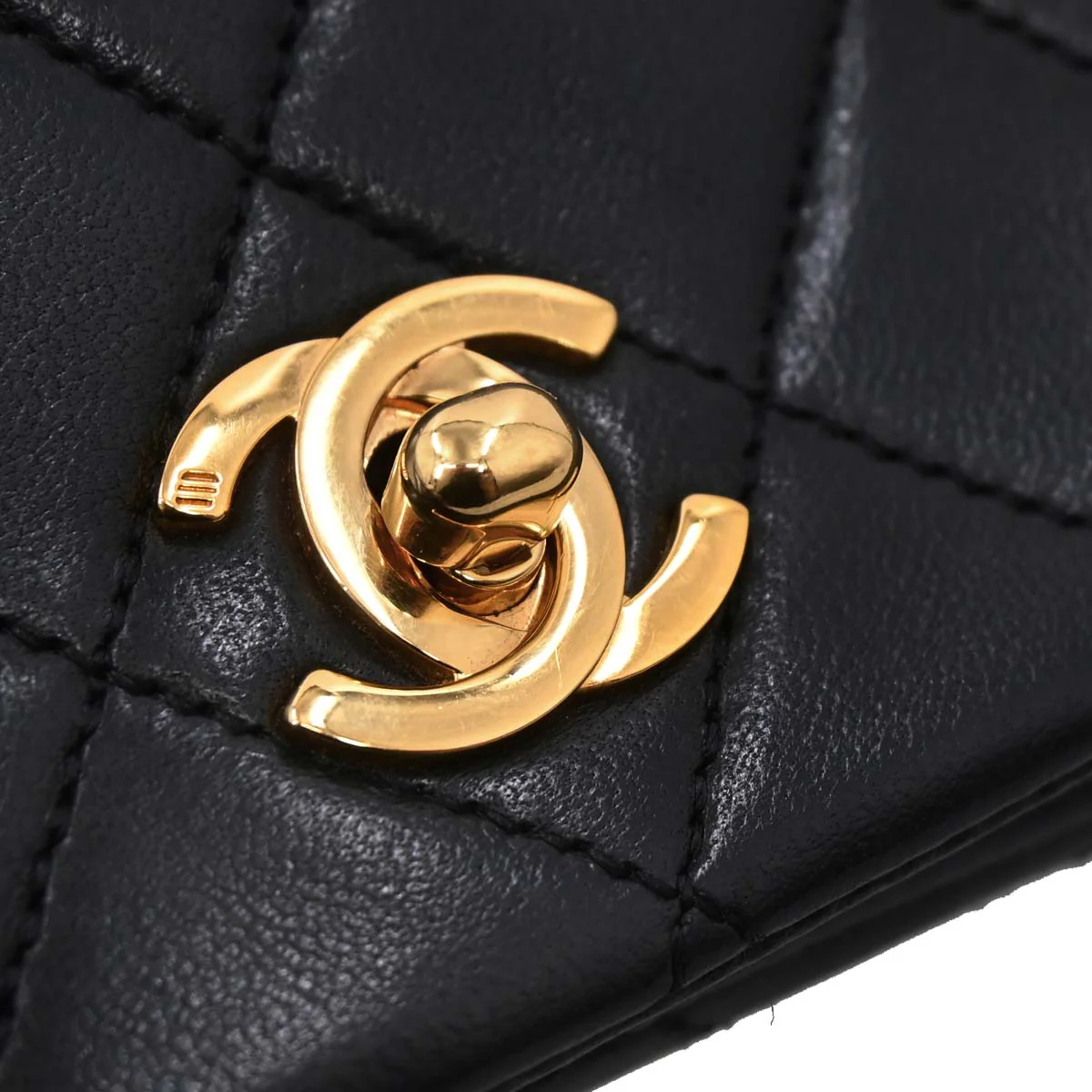 Chanel Black Lambskin Turnlock Mini Full Flap Shoulder Bag - Image 12