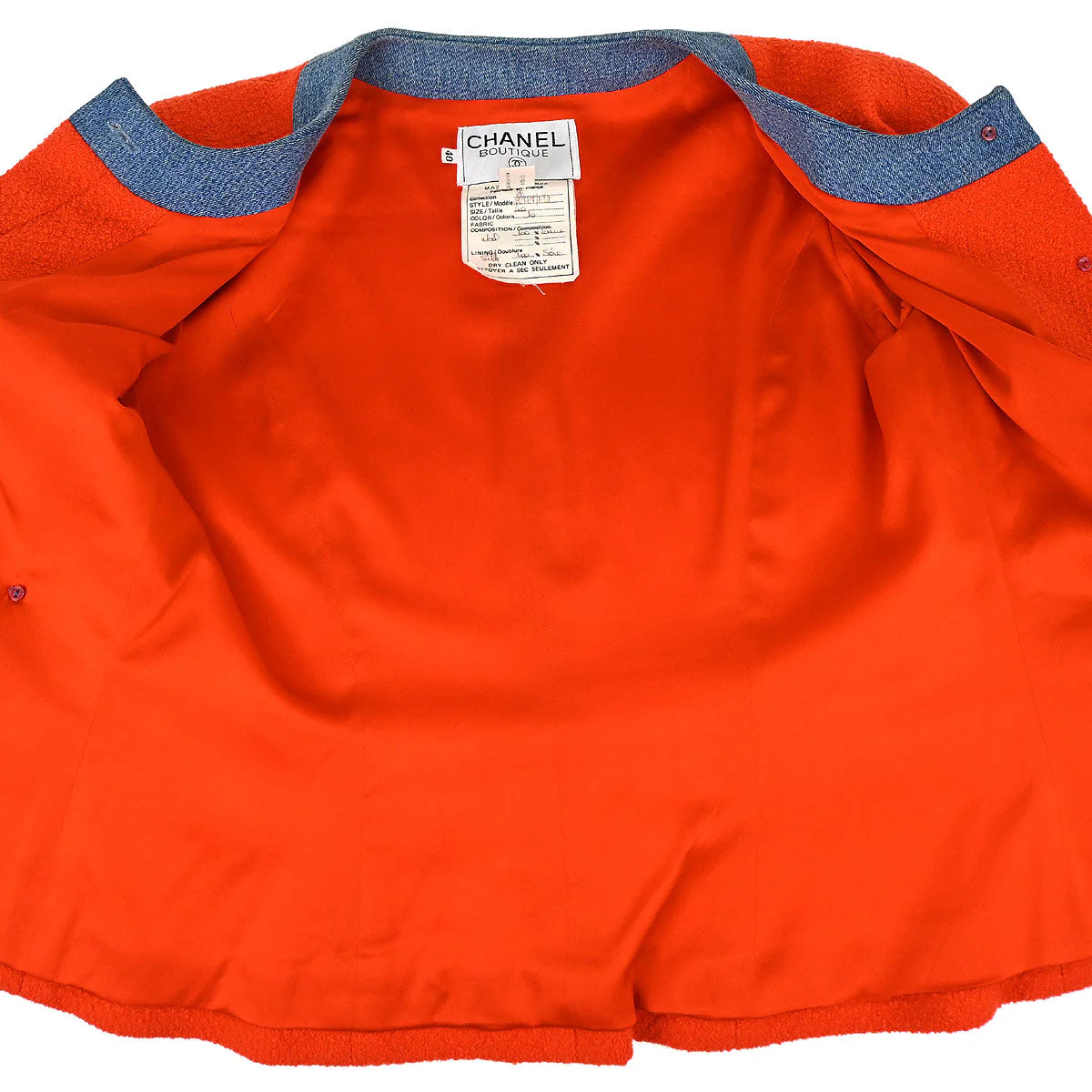 Chanel 1991 Setup Suit Jacket Skirt Red Blue #40 - Image 11