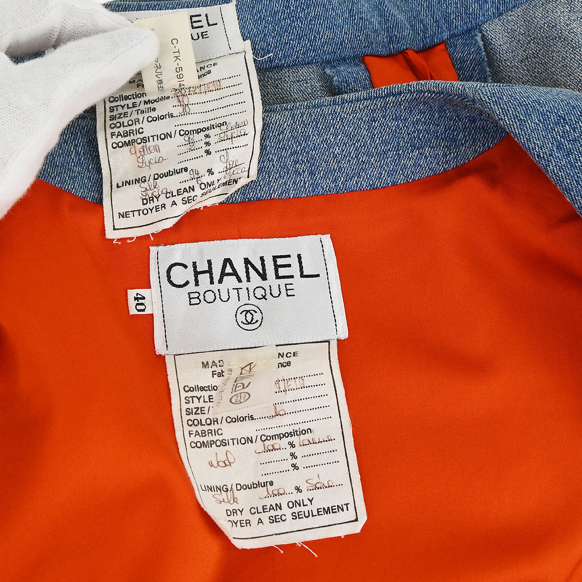 Chanel 1991 Setup Suit Jacket Skirt Red Blue #40 - Image 18