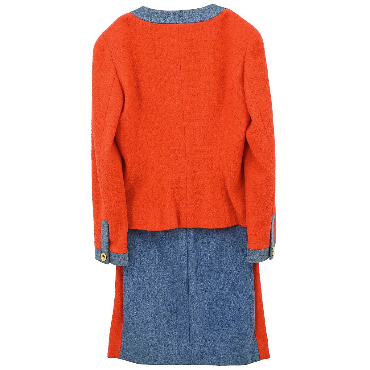 Chanel 1991 Setup Suit Jacket Skirt Red Blue #40 - Image 2