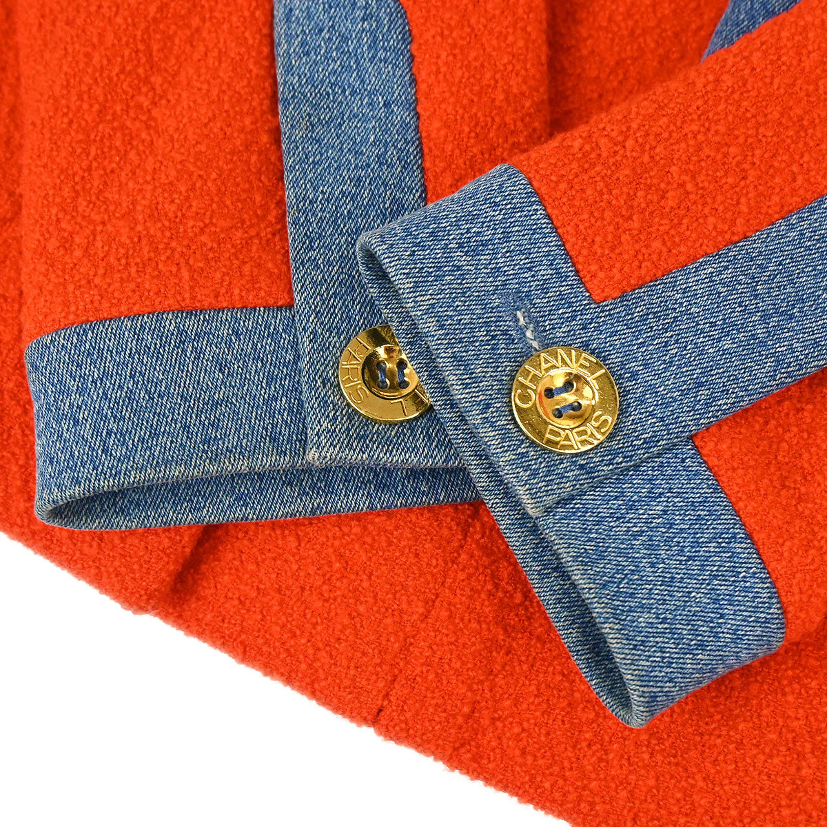 Chanel 1991 Setup Suit Jacket Skirt Red Blue #40 - Image 7