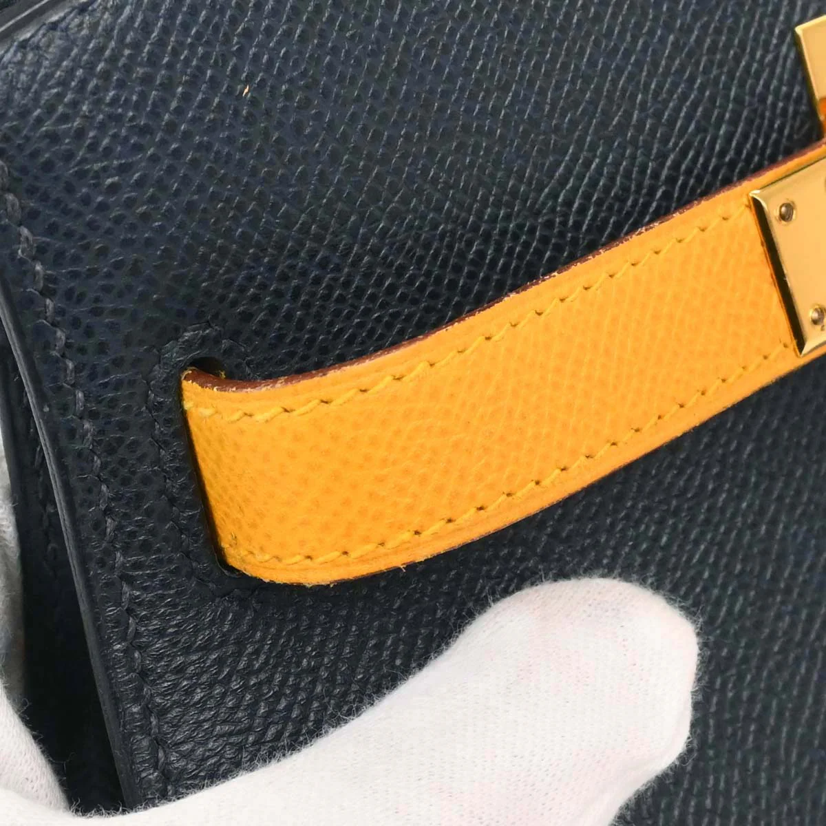 Hermes Jaune Navy Courchevel Kelly Sport MM Shoulder Bag - Image 12