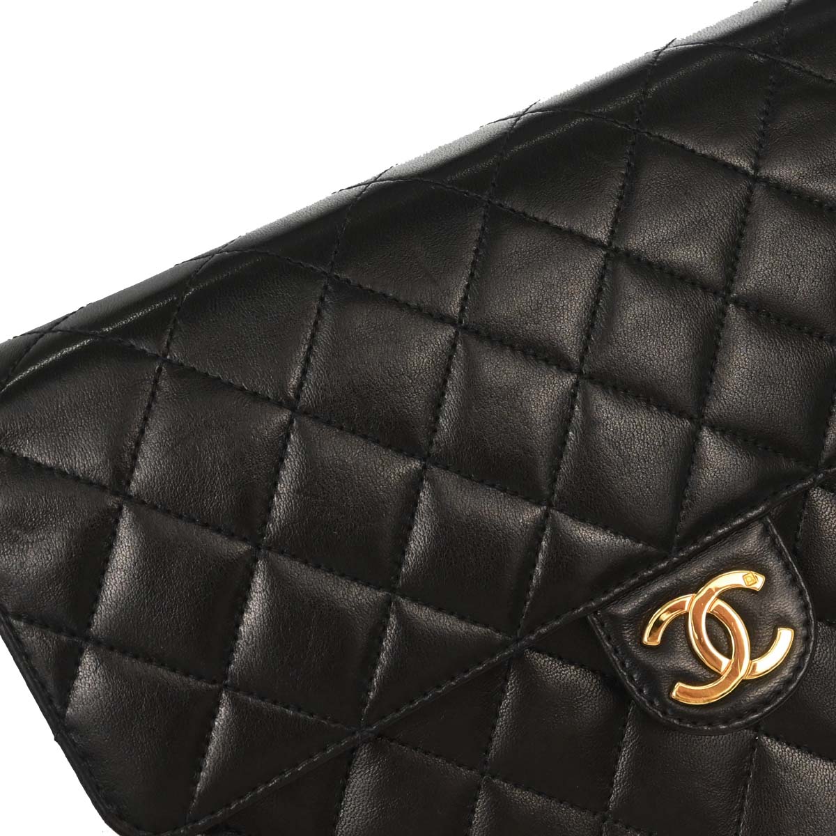 Chanel Black Lambskin Pushlock Small Half Flap Shoulder Bag - Image 10