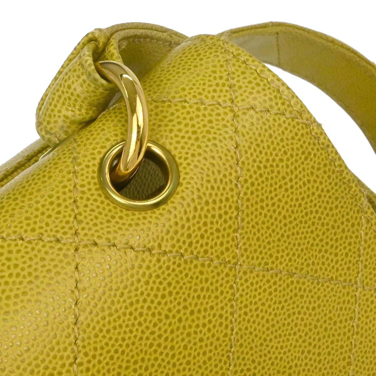 Chanel Yellow Green Caviar Skin Handbag - Image 11