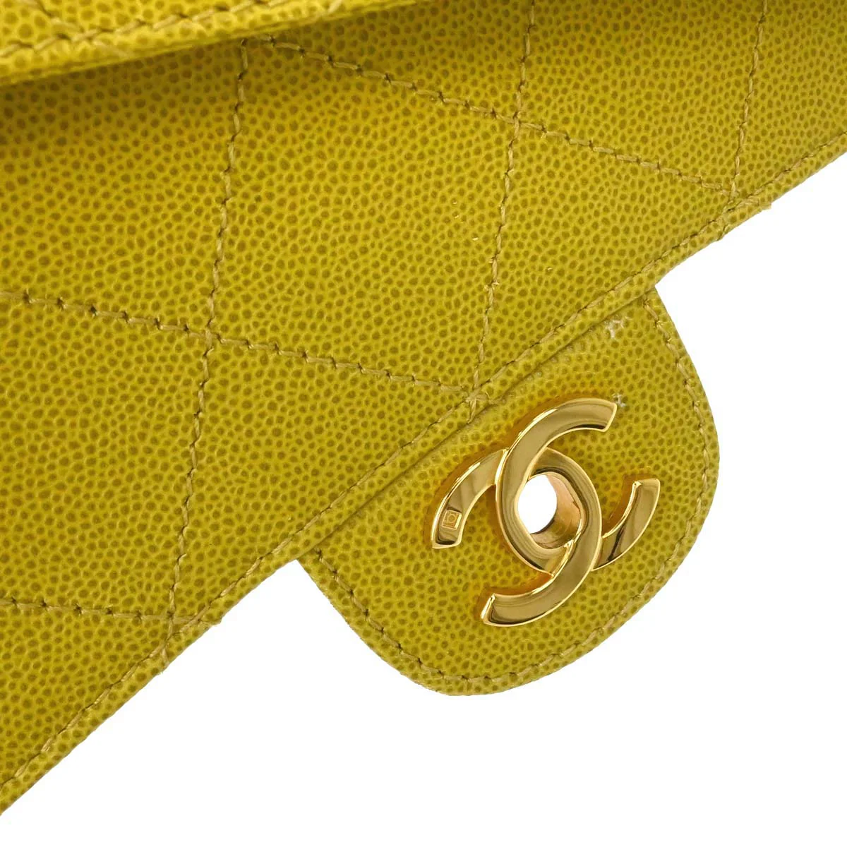 Chanel Yellow Green Caviar Skin Handbag - Image 13