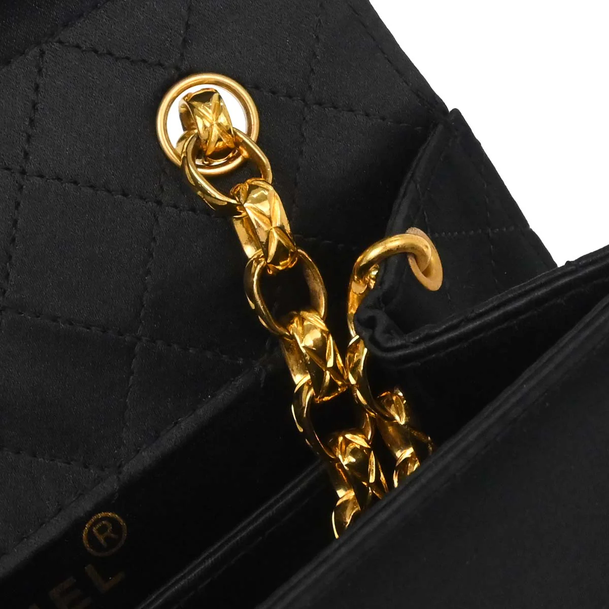 Chanel Black Satin Straight Flap Shoulder Bag - Image 11