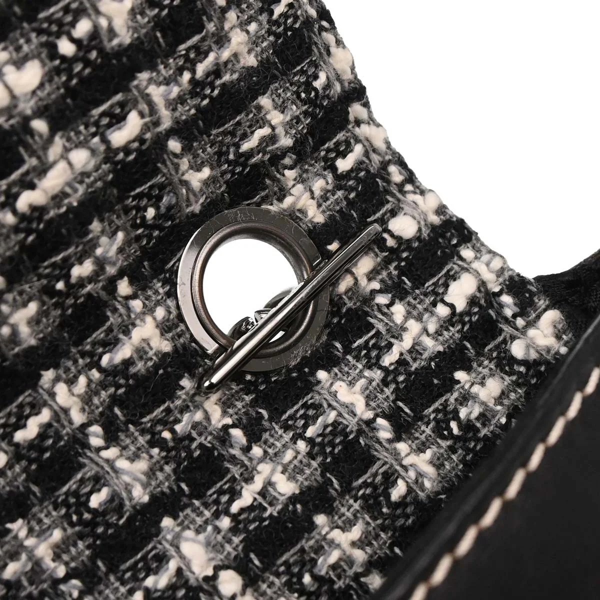 Chanel Black Tweed Lambskin Mademoiselle Lock Handbag - Image 15