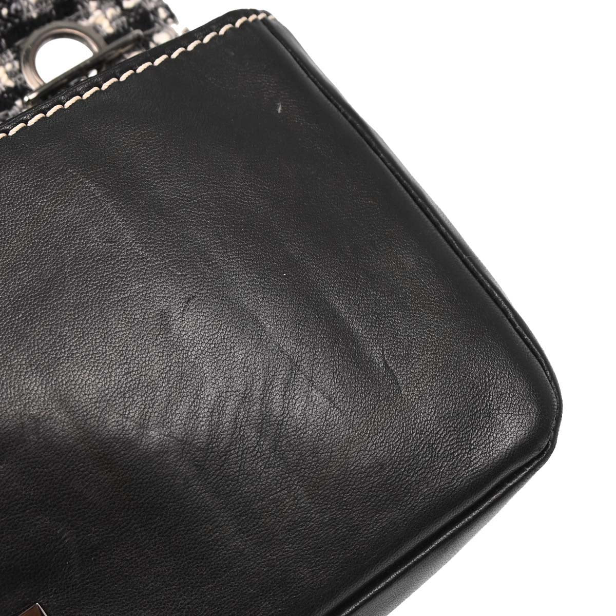 Chanel Black Tweed Lambskin Mademoiselle Lock Handbag - Image 16