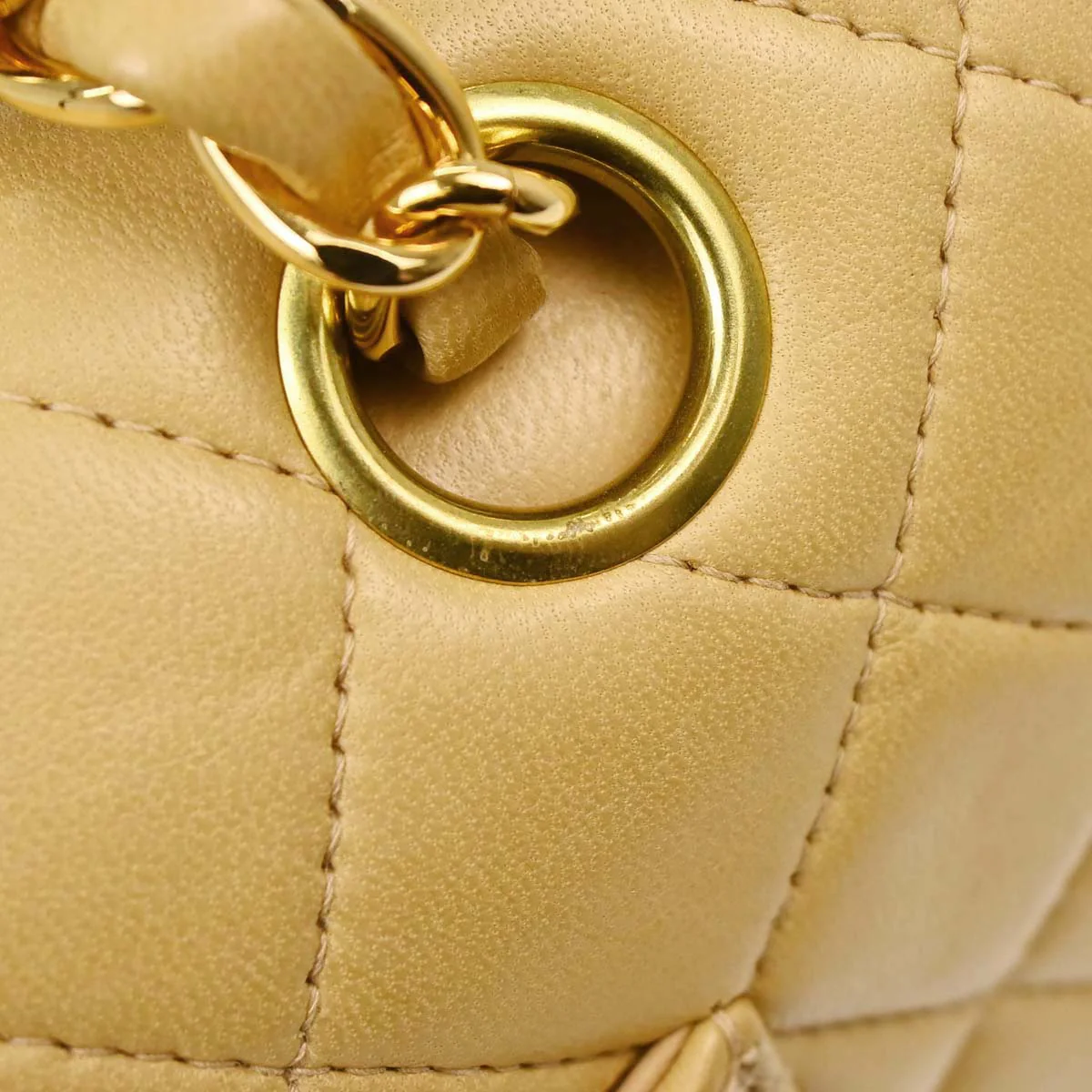 Chanel Beige Lambskin Medium Classic Double Flap Bag - Image 8