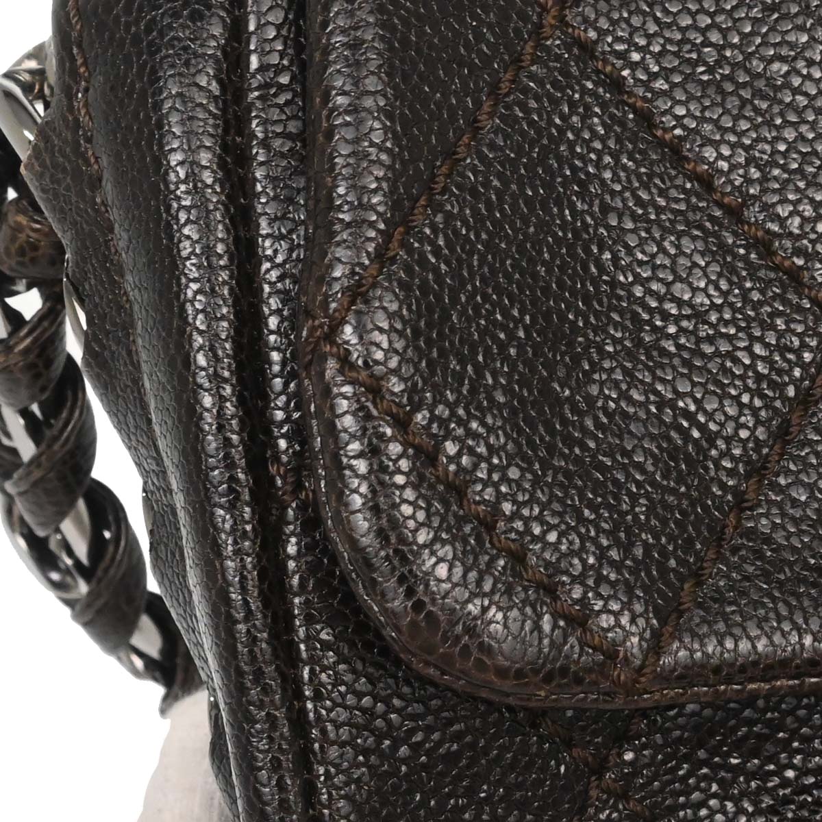 Chanel Brown Caviar Skin Handbag - Image 10