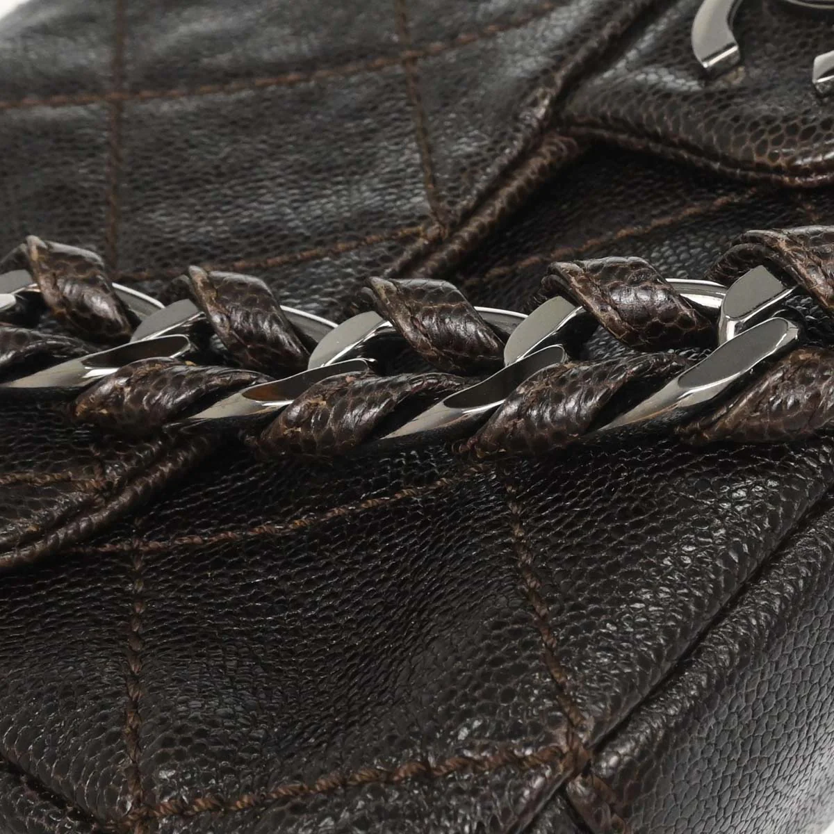 Chanel Brown Caviar Skin Handbag - Image 3