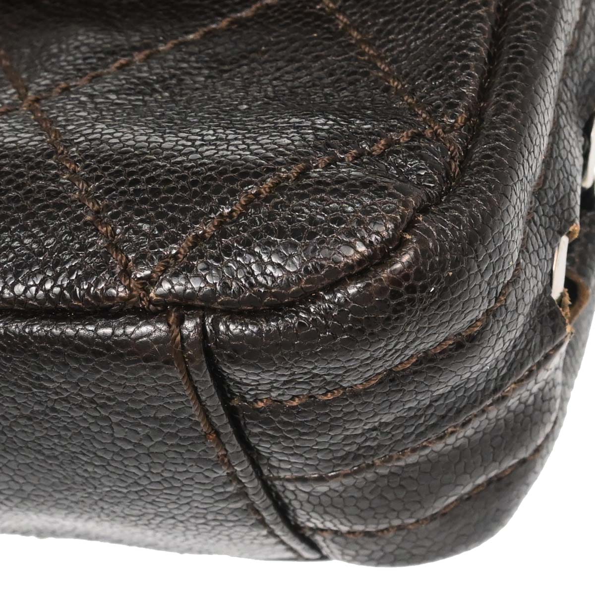 Chanel Brown Caviar Skin Handbag - Image 6