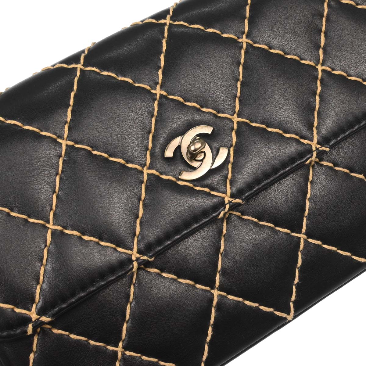 Chanel Black Calfskin Wild Stitch Straight Flap Shoulder Bag - Image 11