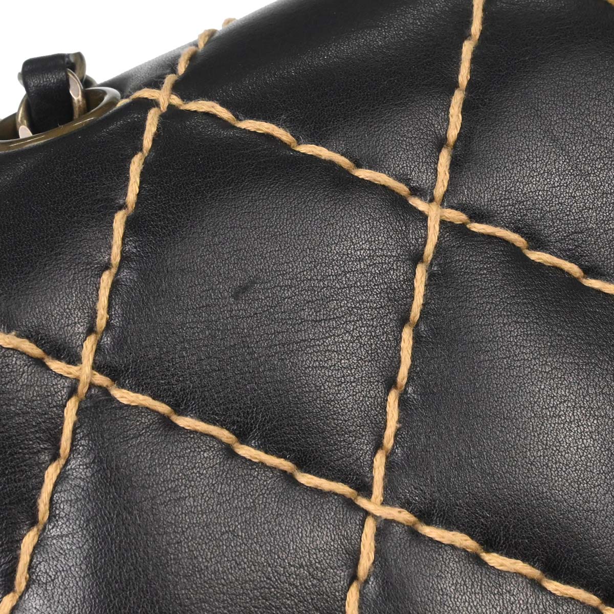 Chanel Black Calfskin Wild Stitch Straight Flap Shoulder Bag - Image 12