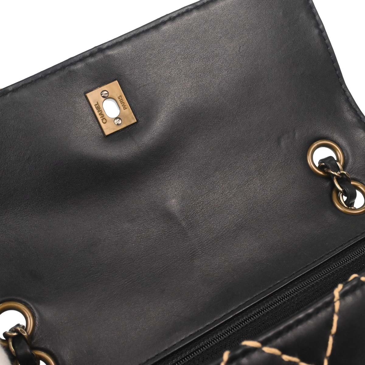 Chanel Black Calfskin Wild Stitch Straight Flap Shoulder Bag - Image 17