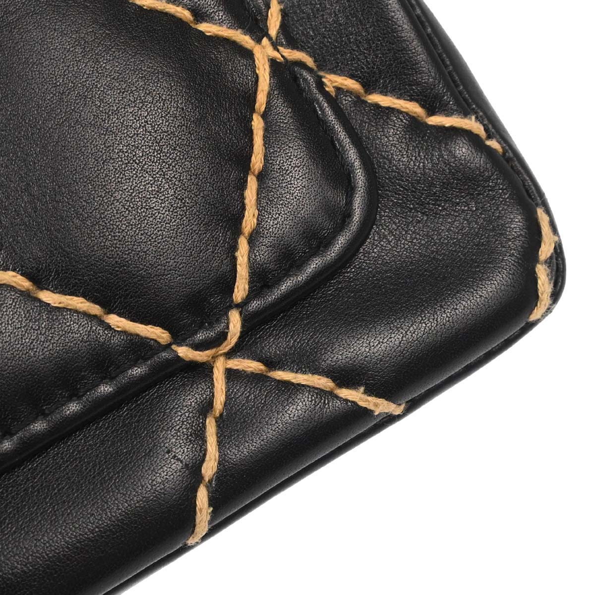 Chanel Black Calfskin Wild Stitch Straight Flap Shoulder Bag - Image 6