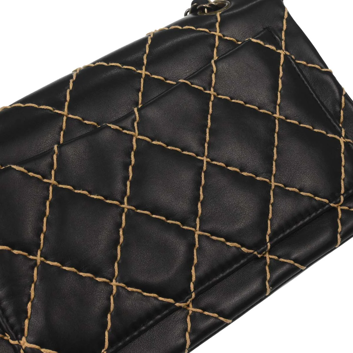 Chanel Black Calfskin Wild Stitch Straight Flap Shoulder Bag - Image 7