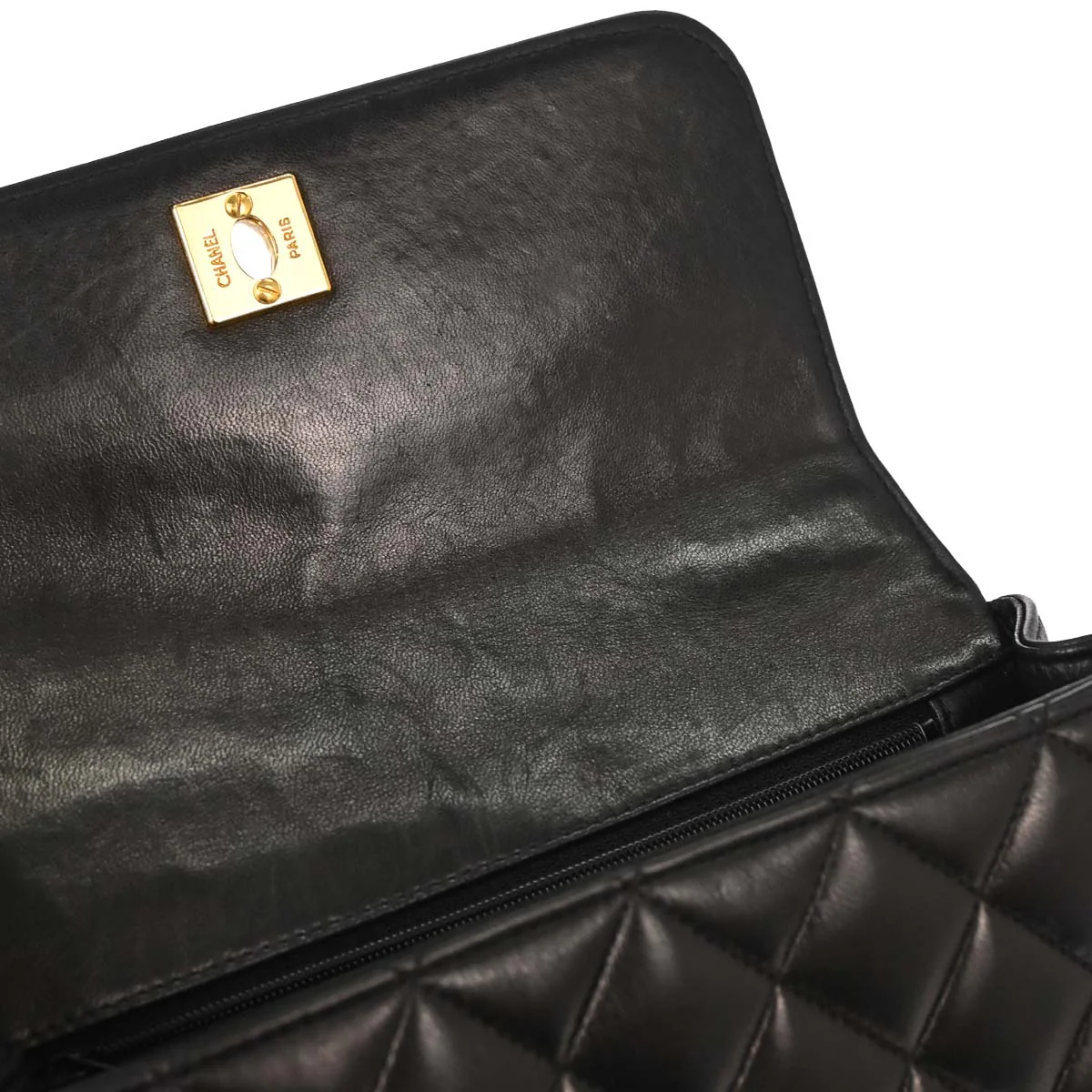 Chanel Black Lambskin Straight Flap Handbag - Image 15
