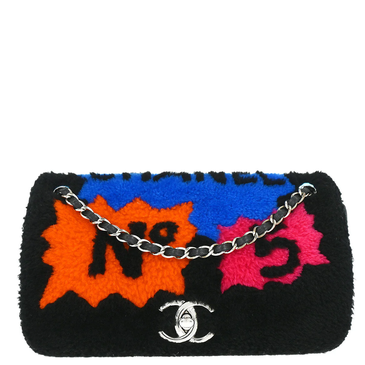 Chanel Black Shearling Supermarket Comic Flap Bag