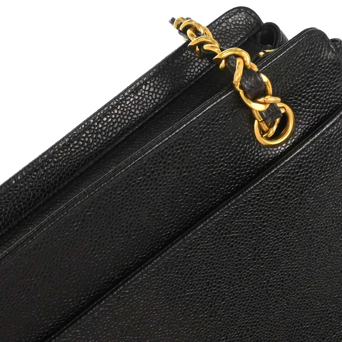 Chanel 1994-1996 Black Caviar Skin Triple CC Shoulder Tote Bag - Image 11