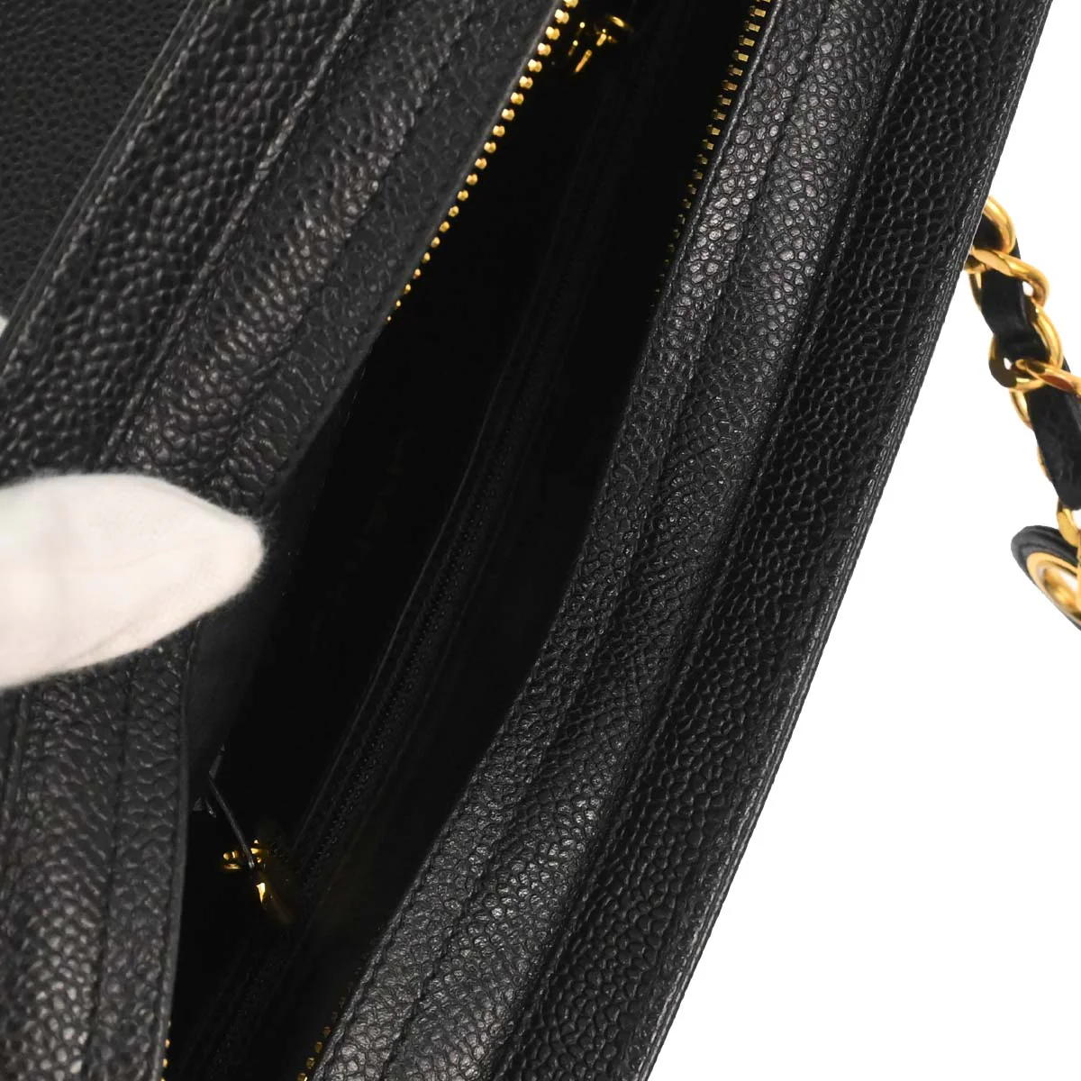 Chanel 1994-1996 Black Caviar Skin Triple CC Shoulder Tote Bag - Image 17