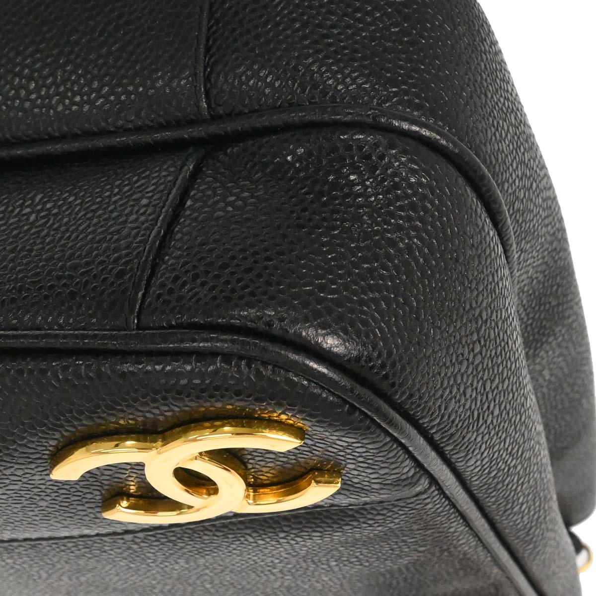 Chanel 1994-1996 Black Caviar Skin Triple CC Shoulder Tote Bag - Image 9