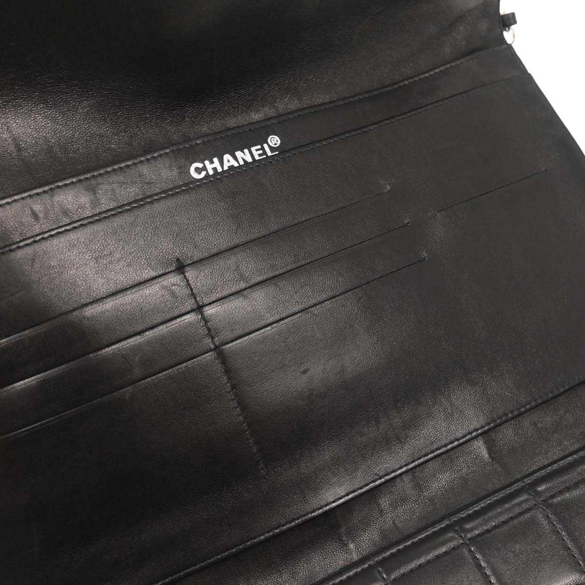 Chanel Black Lambskin Choco Bar Trifold Shoulder Bag - Image 14