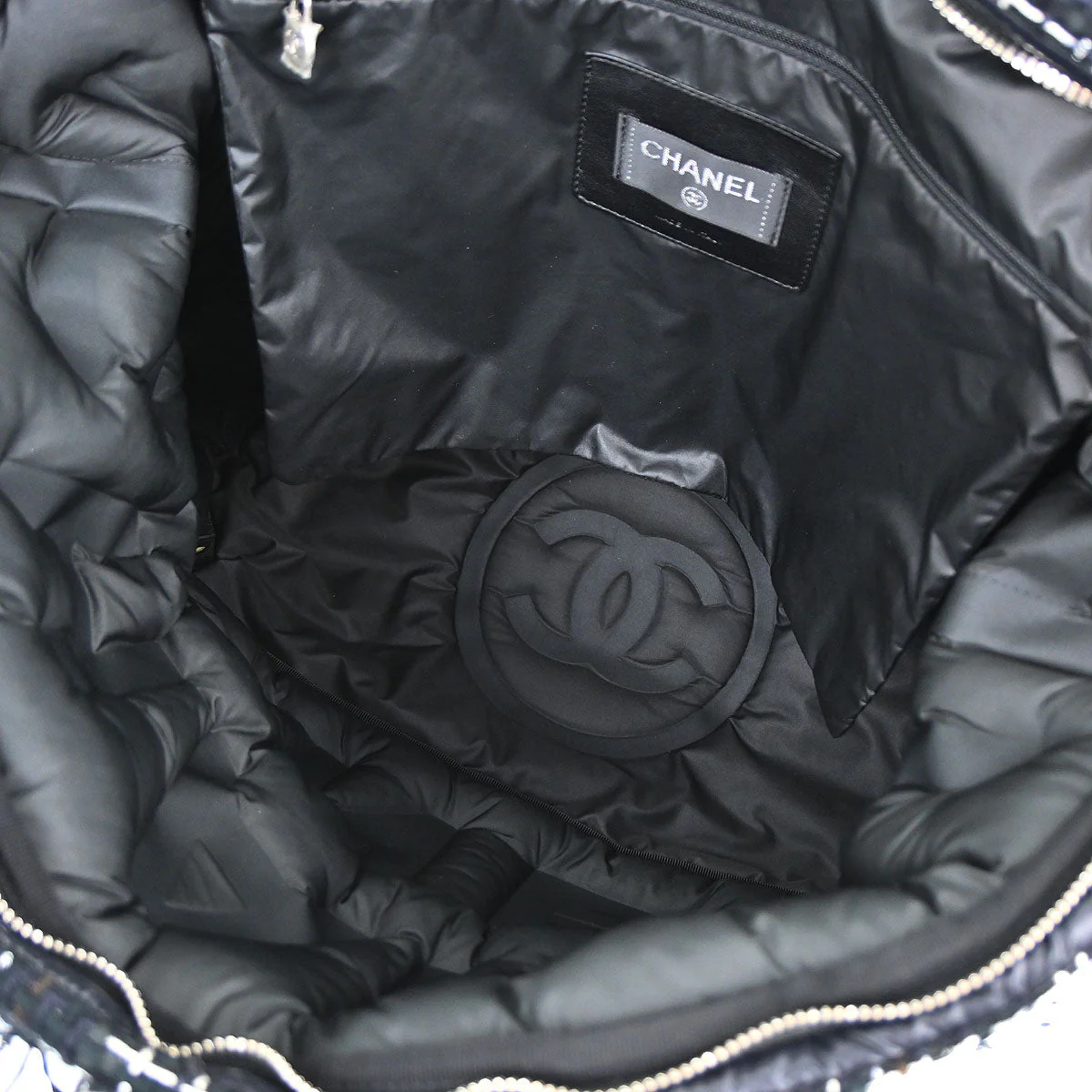 Chanel Black Nylon Coco Neige Doudoune 2way Shoulder Tote Bag - Image 15