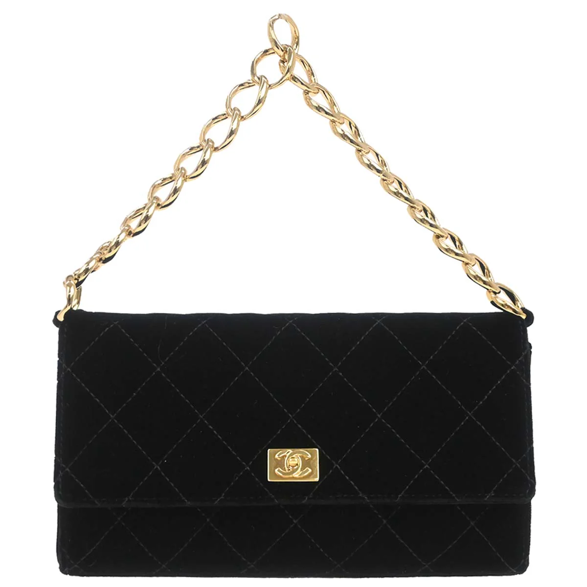 Chanel Black Velvet Chain Handbag