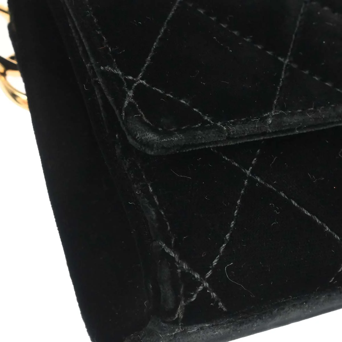Chanel Black Velvet Chain Handbag - Image 11