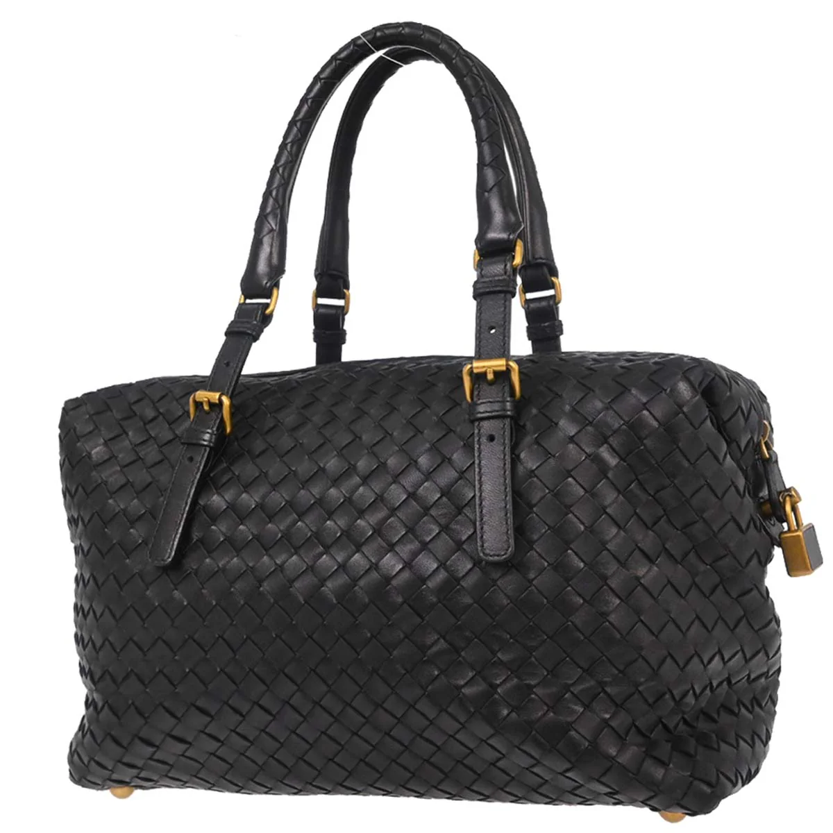 Bottega Veneta Black Lambskin Intrecciato Handbag - Image 2