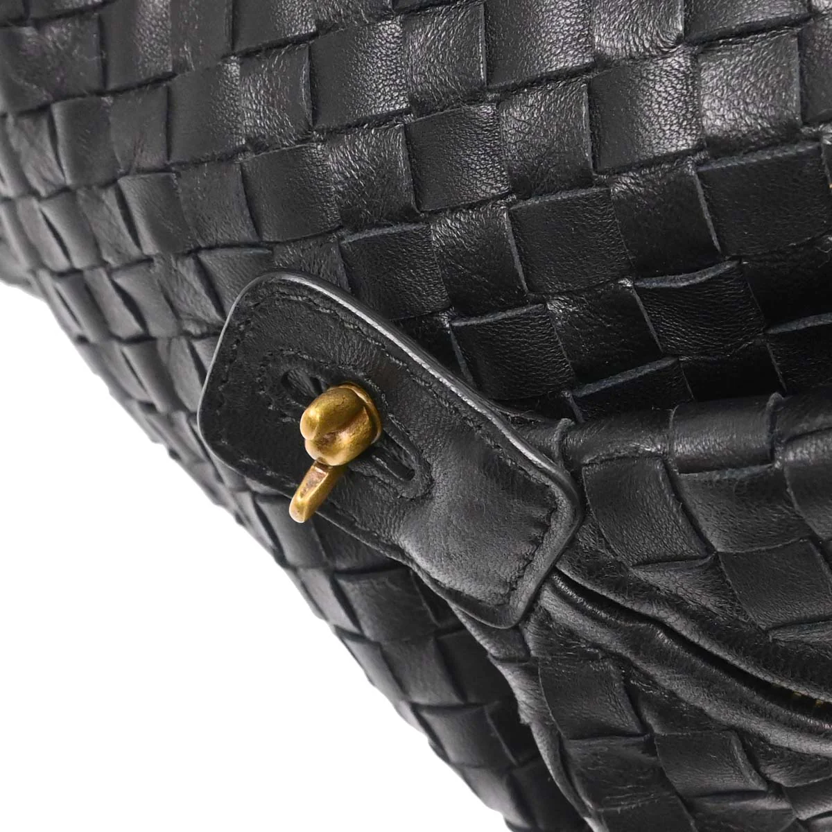 Bottega Veneta Black Lambskin Intrecciato Handbag - Image 7