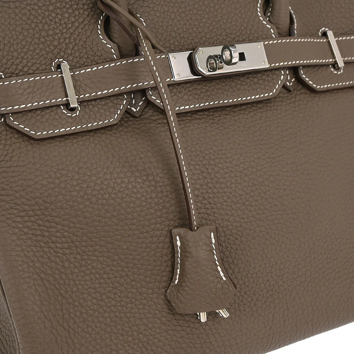 Hermes Etoupe Gray Togo Birkin 30 Handbag - Image 14