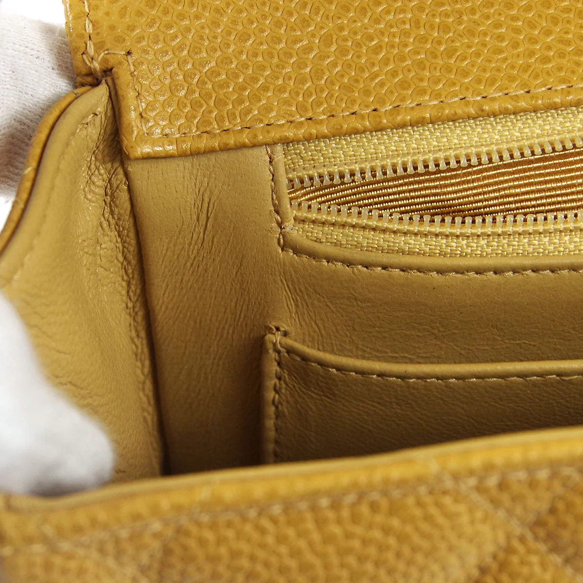 Chanel * 1994-1996 Beige Caviar Jumbo Classic Flap Bag - Image 10