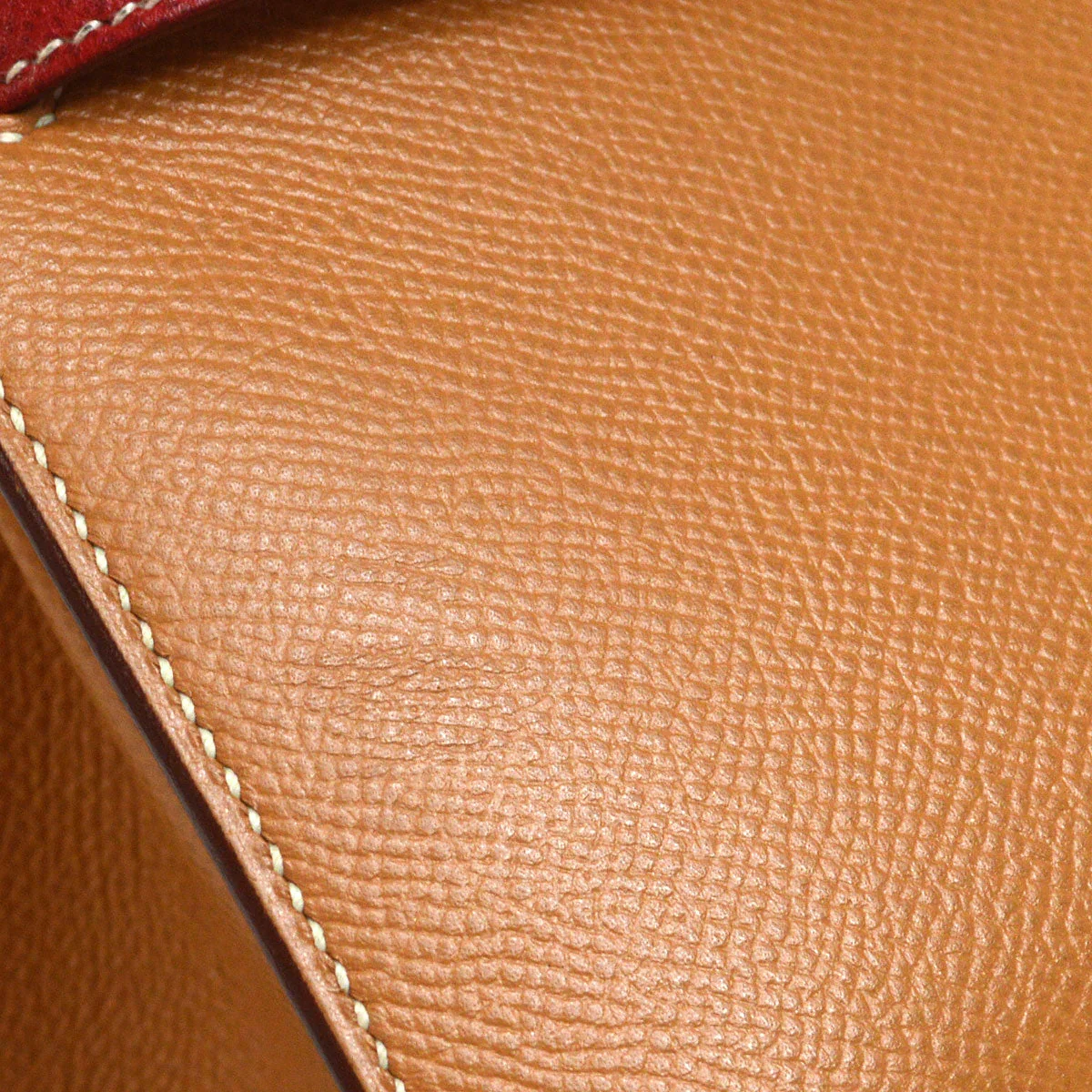 HERMES * 1994 Mini Kelly 20 SELLIER Courchevel Natural Rouge Vif - Image 4