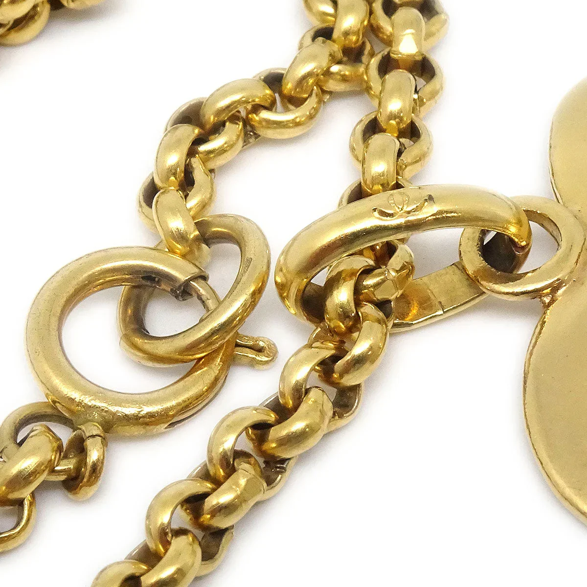 Chanel 1995 Gold CC Heart Cutout Pendant Necklace - Image 3