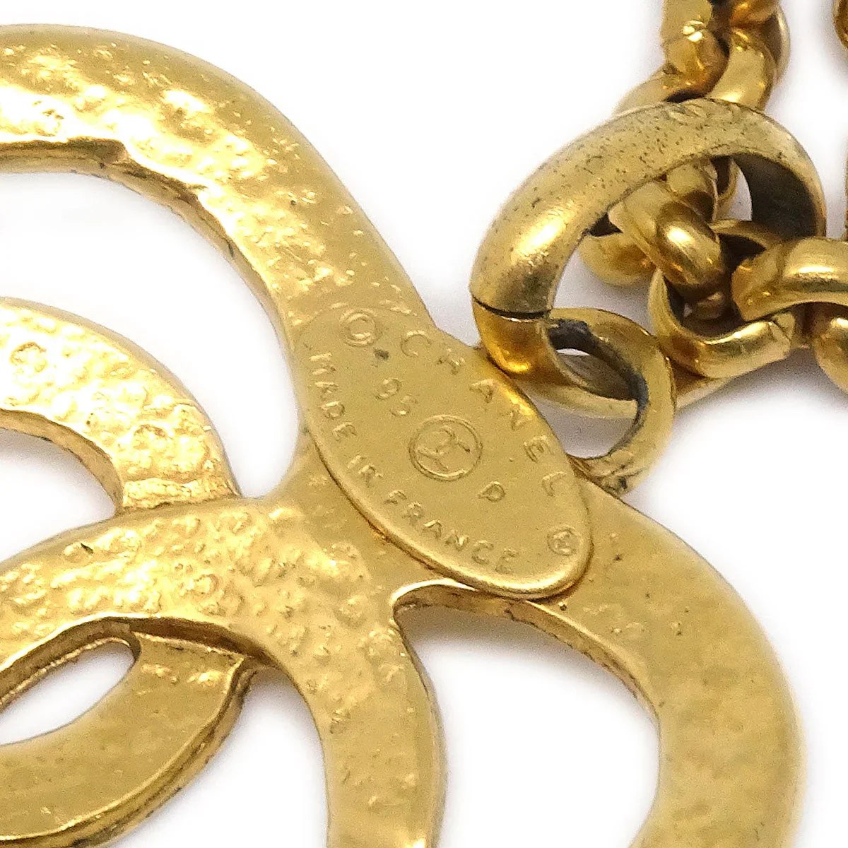 Chanel 1995 Gold CC Heart Cutout Pendant Necklace - Image 4