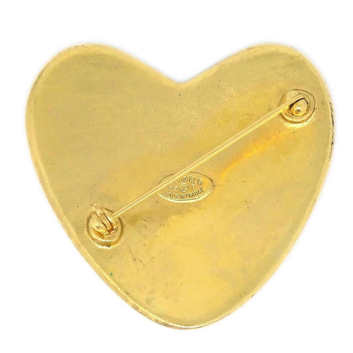 CHANEL Heart Brooch Pin Gold 95P - Image 2