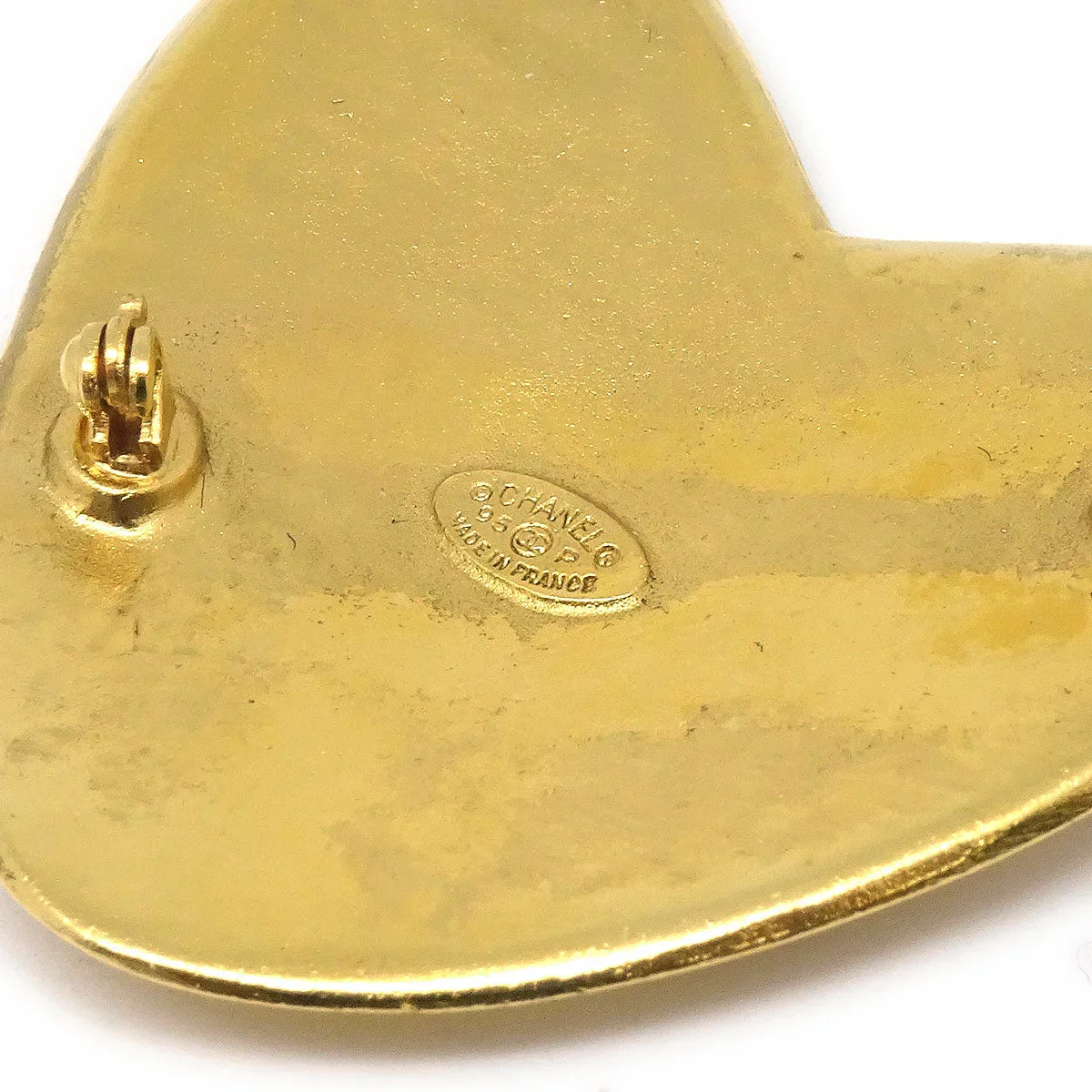 CHANEL Heart Brooch Pin Gold 95P - Image 4