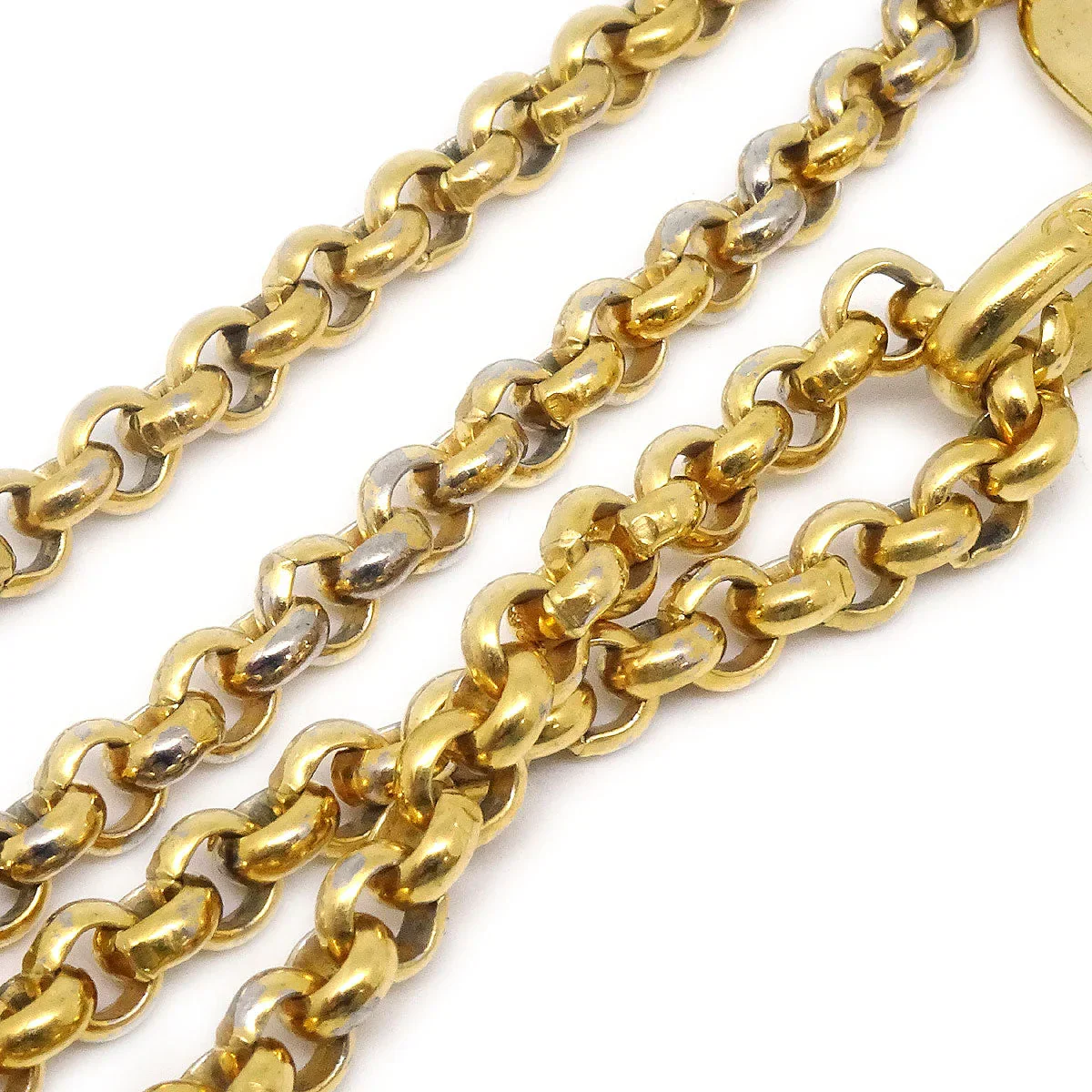 Chanel 1995 Gold CC Heart Cutout Pendant Necklace - Image 3