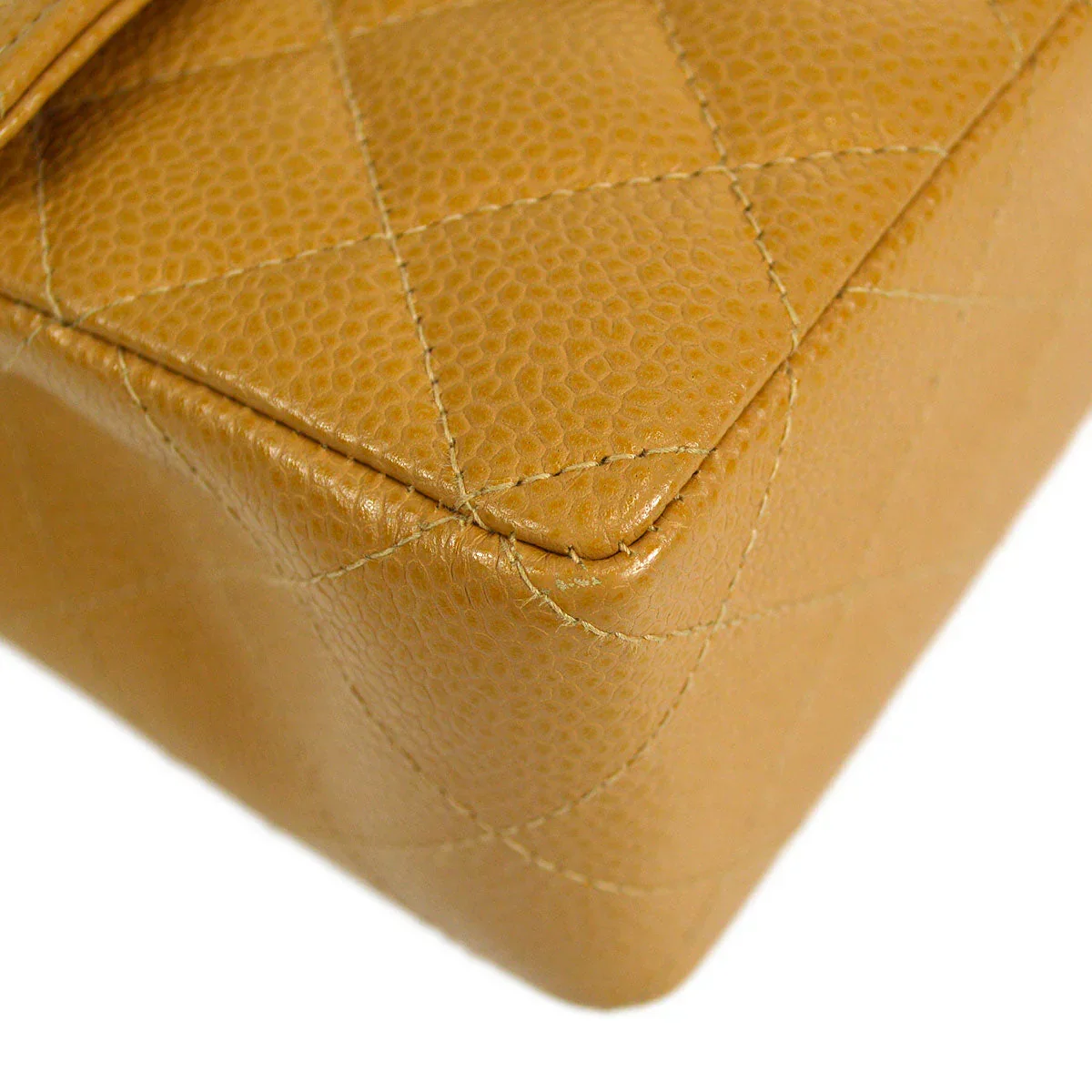 CHANEL * 2003-2004 Classic Square Flap Mini 17 Beige Caviar - Image 3