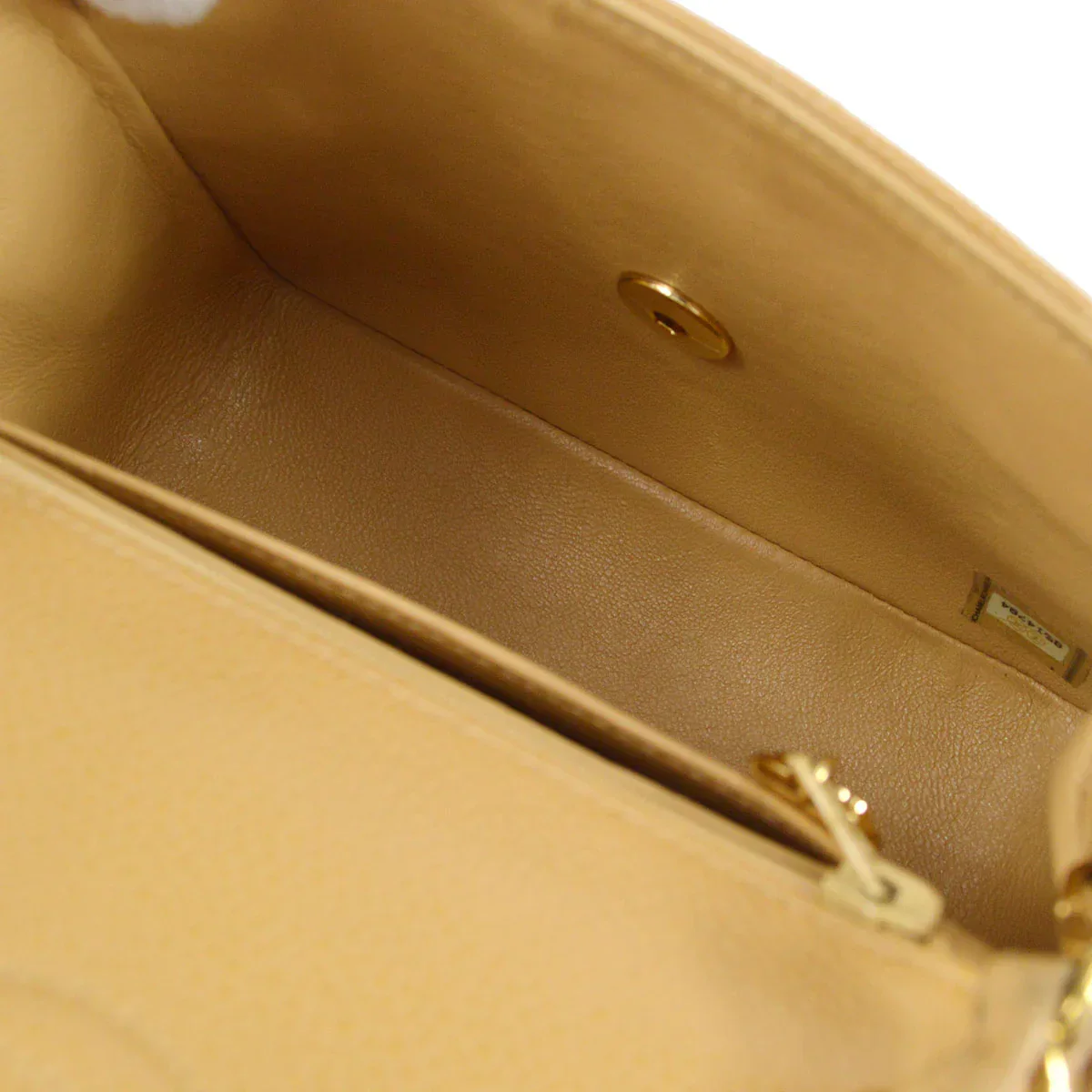 CHANEL * 2003-2004 Classic Square Flap Mini 17 Beige Caviar - Image 7