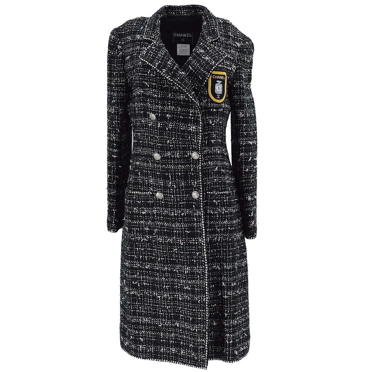 Chanel 2005 cruise crest-applique tweed coat #40