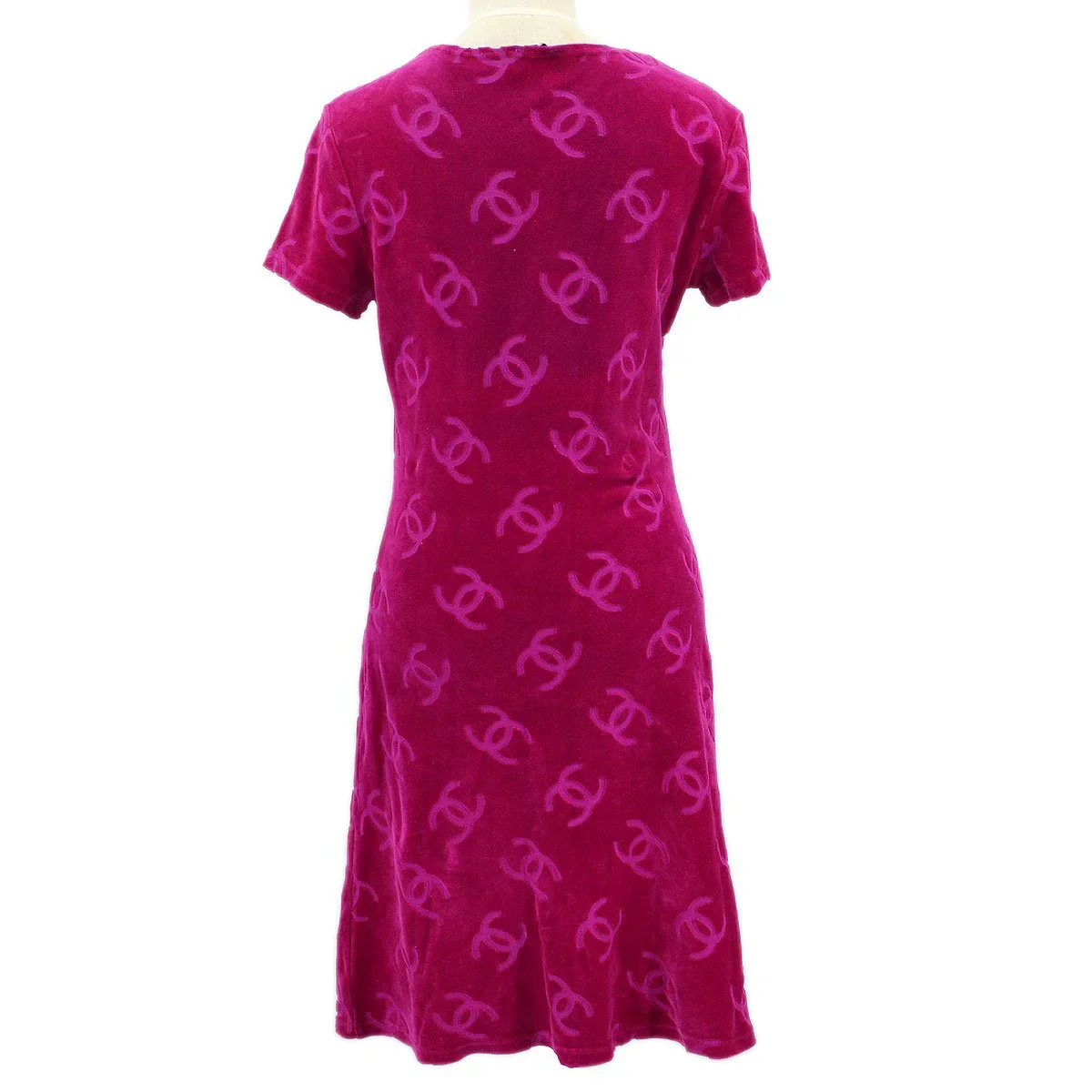 Chanel * Spring 1996 Velvet CC-print T-shirt dress #40 - Image 3