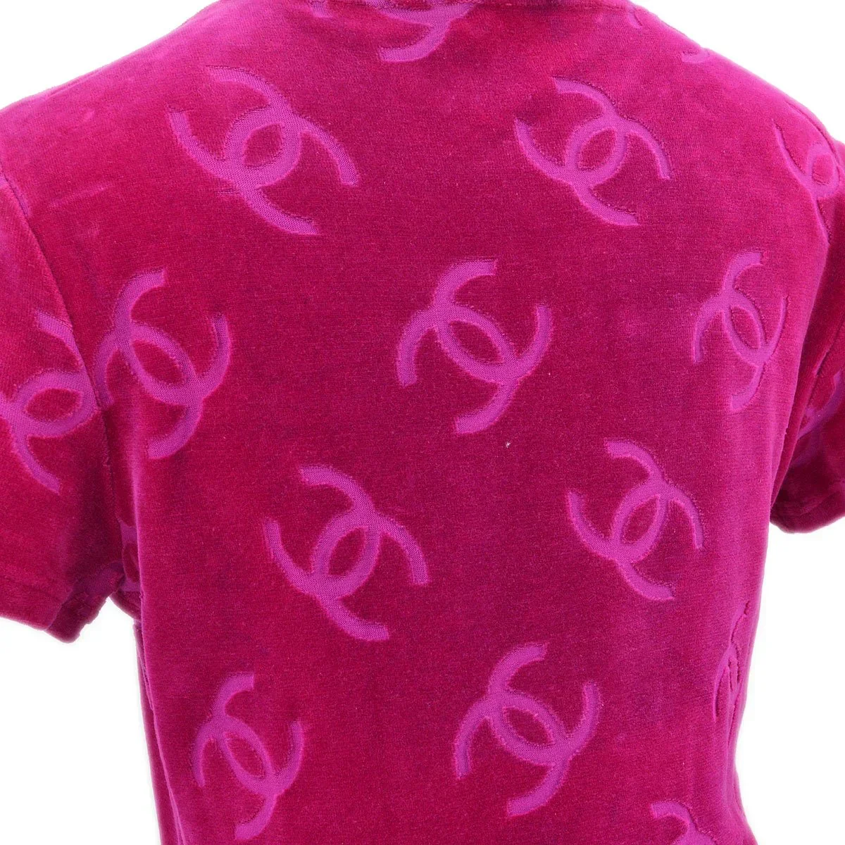 Chanel * Spring 1996 Velvet CC-print T-shirt dress #40 - Image 4