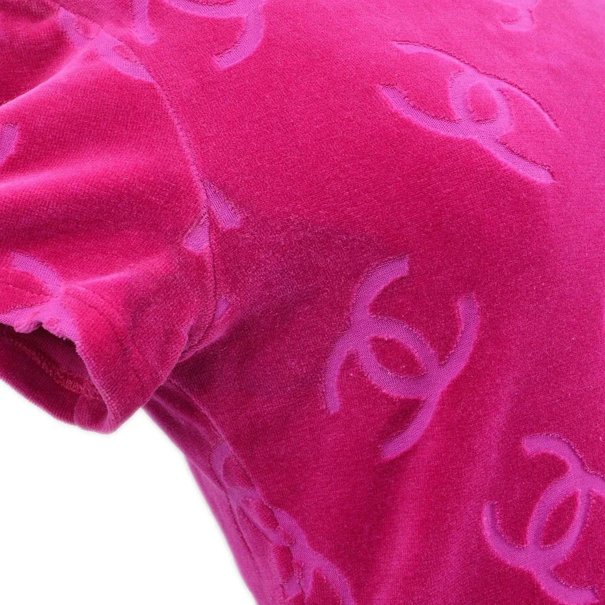 Chanel * Spring 1996 Velvet CC-print T-shirt dress #40 - Image 6