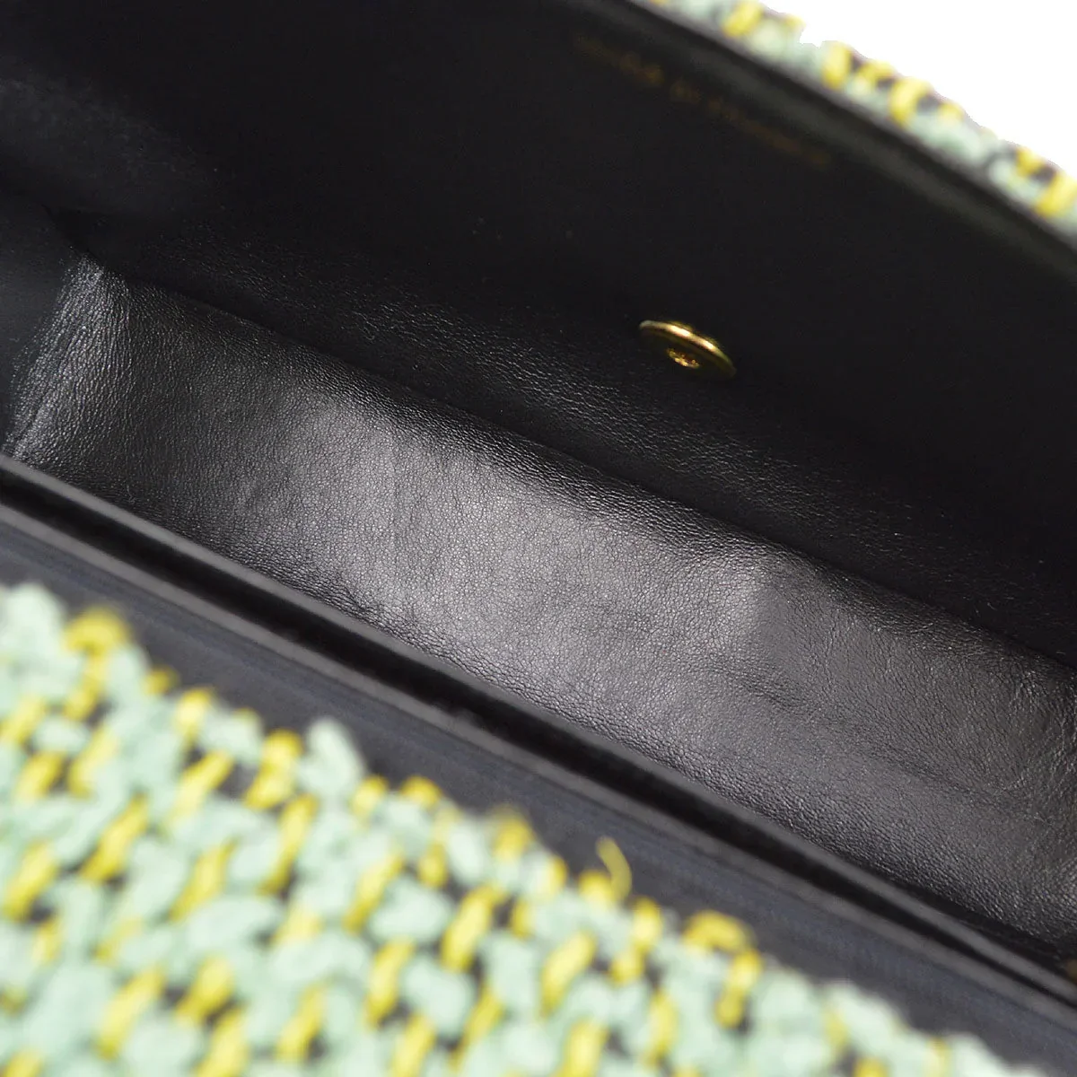 CHANEL * 1994 Classic Flap Handbag Medium Green Tweed - Image 7