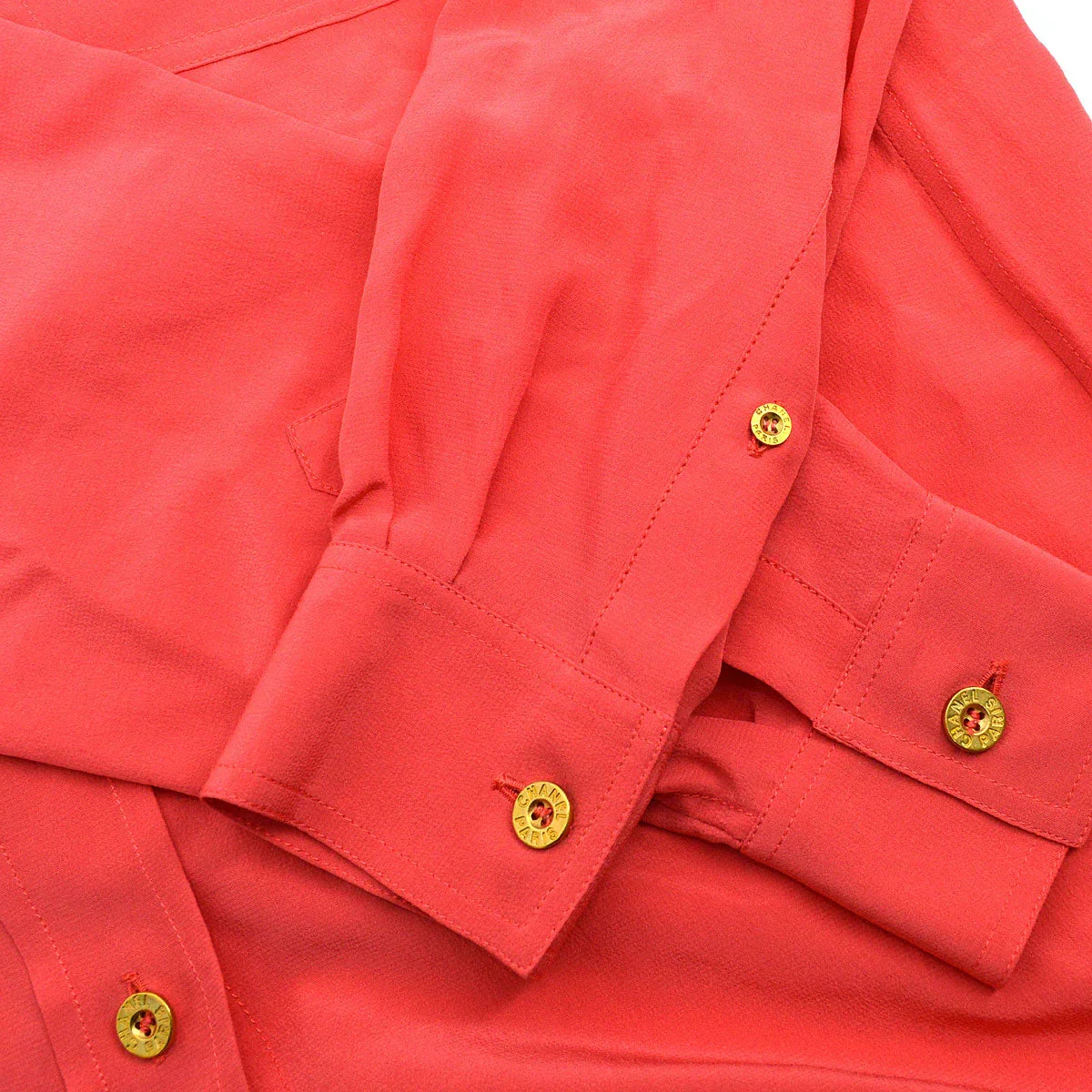 Chanel logo-button silk shirt #38 - Image 5