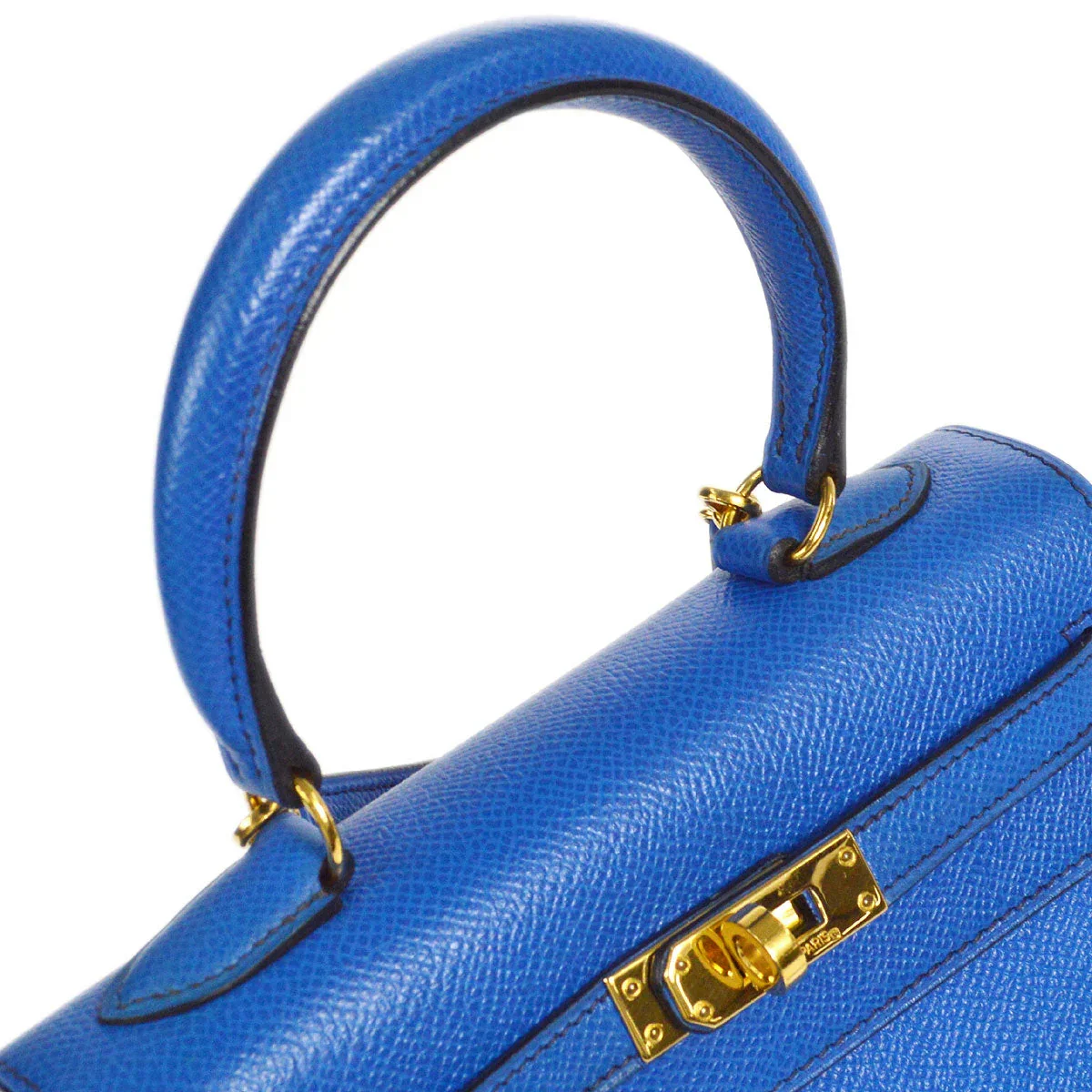 HERMES * 1993 Mini Kelly 20 SELLIER Blue France Courchevel - Image 6